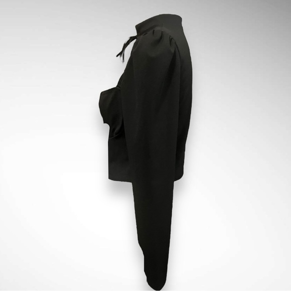 NASTY GAL‎ Cup All Night Cropped Tie Blouse Black Size 8 | NWOT - Picture 4 of 8